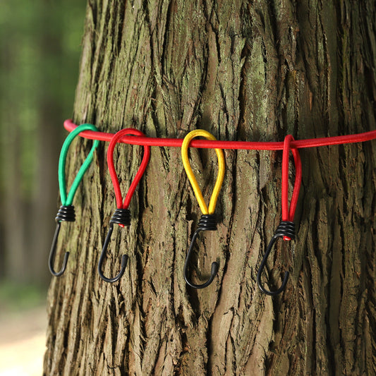 A294  Outdoor Tent Bungee Cord with Adjustable Buckle, Canopy Guy Rope, Ground Pegs, Multi-Function Camping Accessories