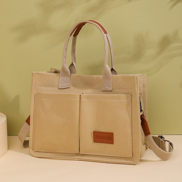 Canvas Tote Bag for Women with Zipper Closure & Individual Compartments for Work College for Teacher & Nurse