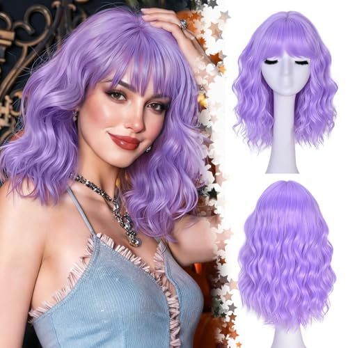 Natural Short Wavy Bob Synthetic Wig Heat Resistant Fiber Ladies Wig for Daily Parties