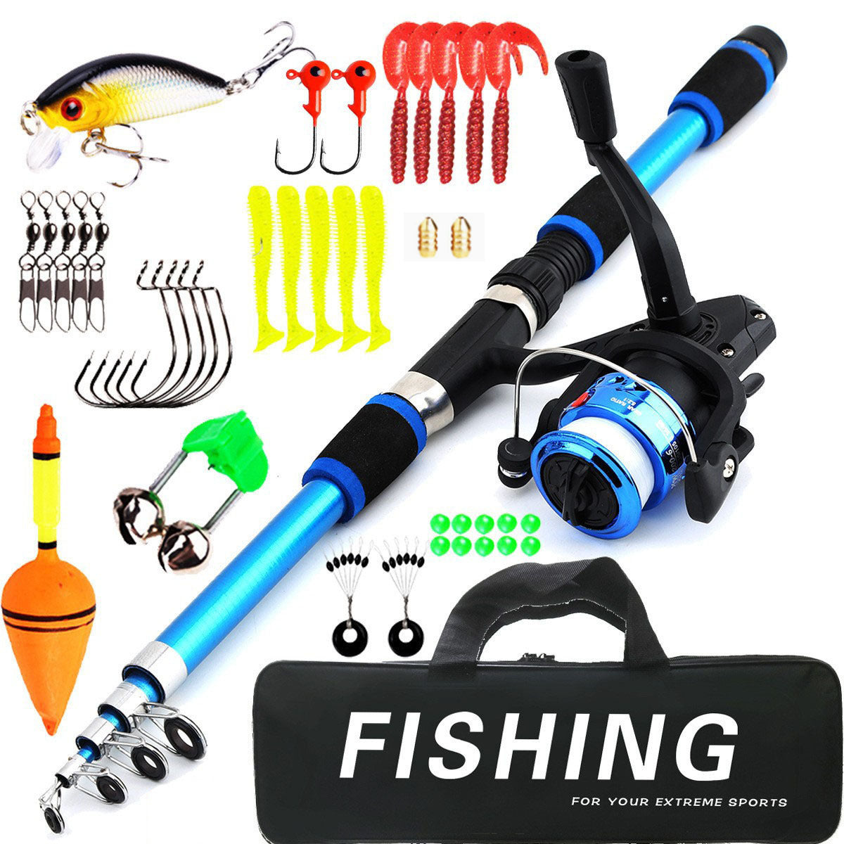 F346  Portable Kids Fishing Rod Set 1.8/2.1m Lightweight Fishing Pole Combo for Boys Girls