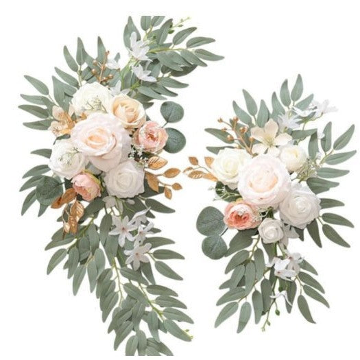Faux Arch Flower Swag Set of 2 for Wedding Welcome Signs Floral Swag Wedding Reception Ceremony Signs Decor