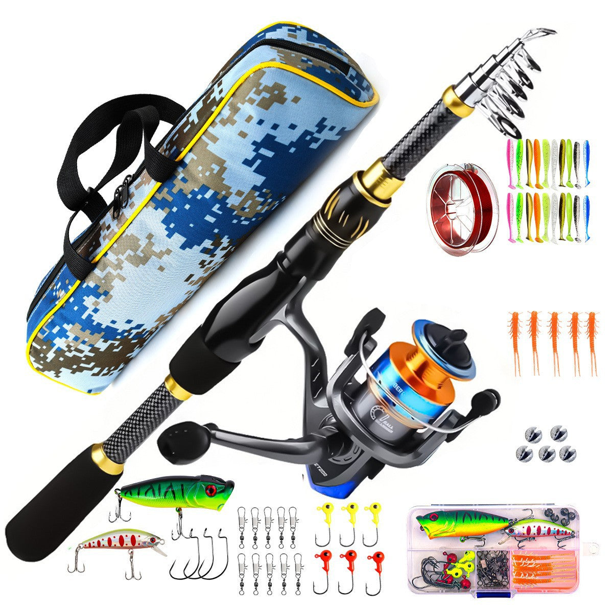 A239  Long Distance Casting Sea Fishing Rod Combo, Reel & Rod Bag Set for Beginners, Complete Saltwater Fishing Kit