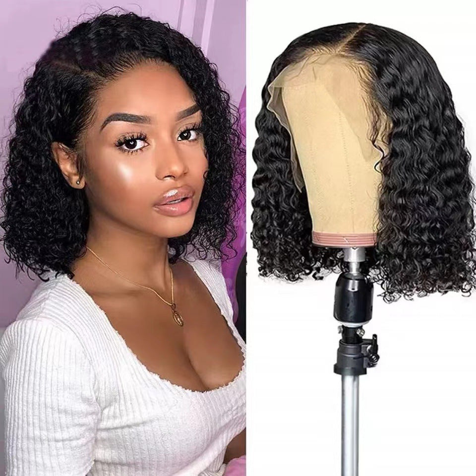 A335  Middle Part Short Tube Curly Wig Afro Kinky Synthetic Wig for Women