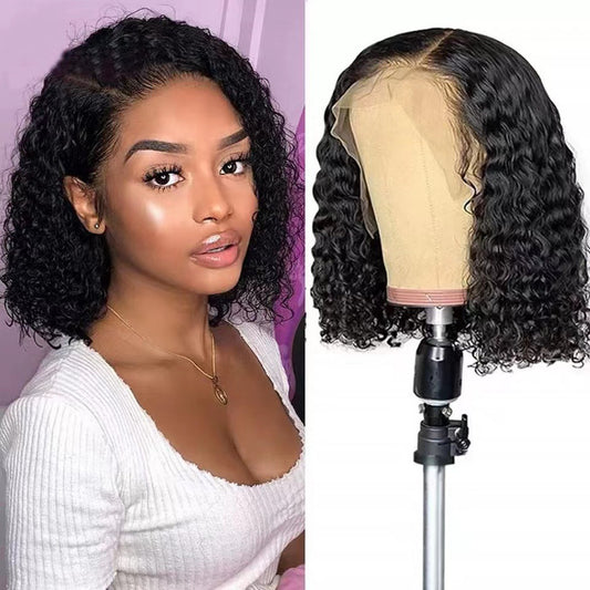 A335  Middle Part Short Tube Curly Wig Afro Kinky Synthetic Wig for Women