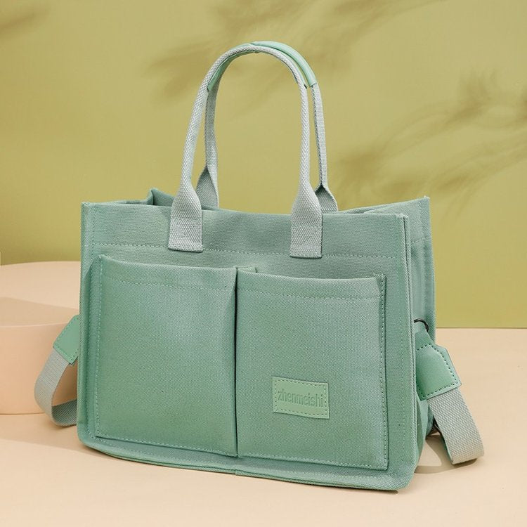 Canvas Tote Bag for Women with Zipper Closure & Individual Compartments for Work College for Teacher & Nurse