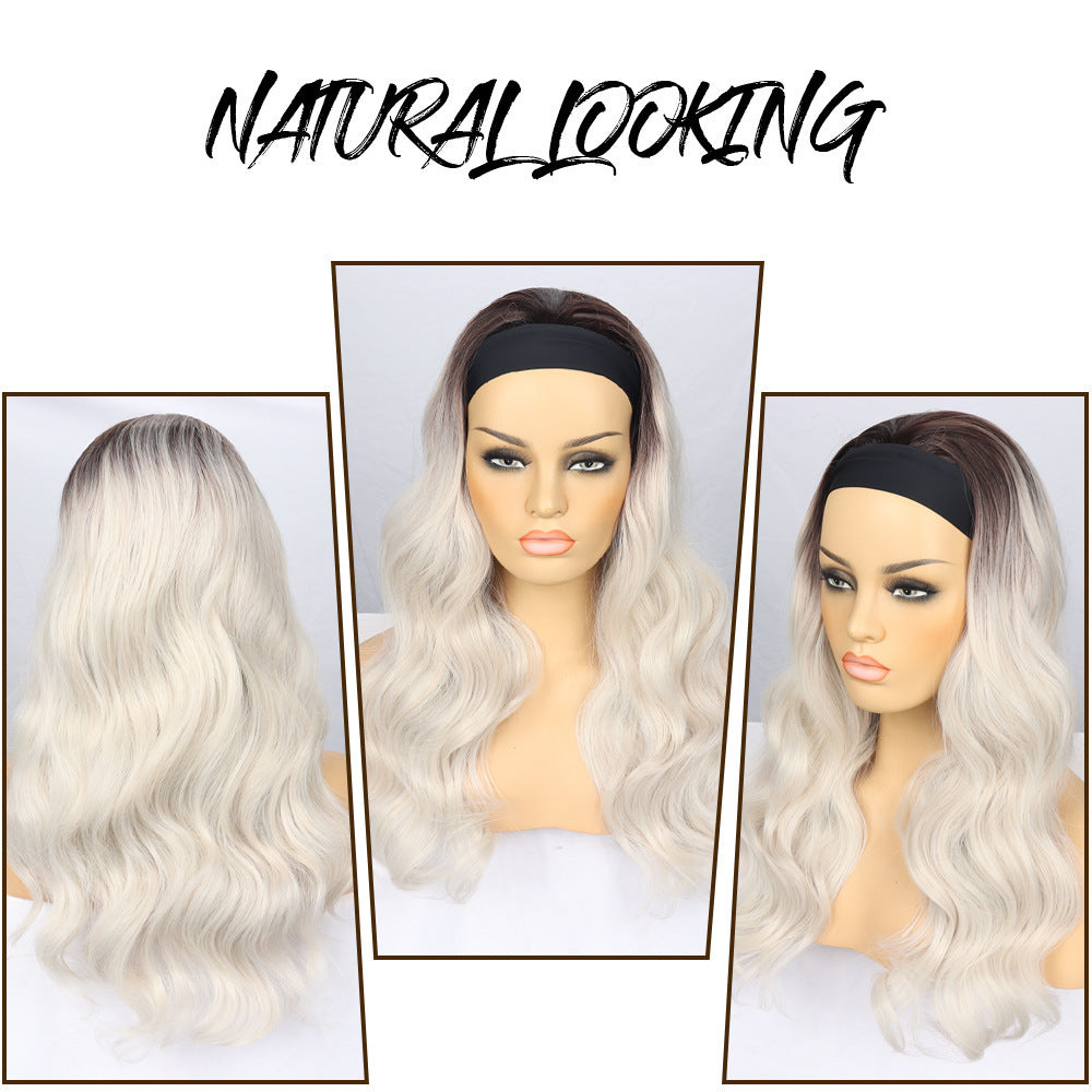 Headband Body Wave Synthetic Wig, Ombre Highlight Long Loose Curly Wig for Black Women Daily Styling