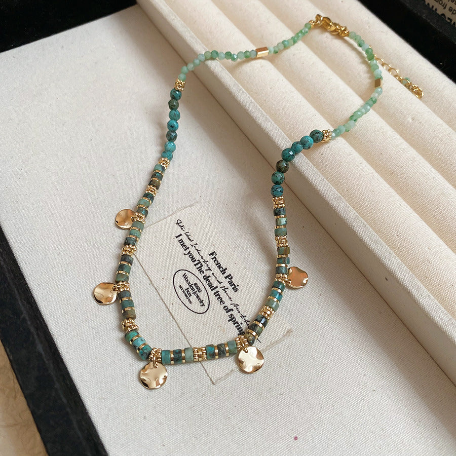 A302  Boho Shell Bead Turquoise Beaded Necklace, Light Luxury Minimalist Luxury Clavicle Necklace for Women