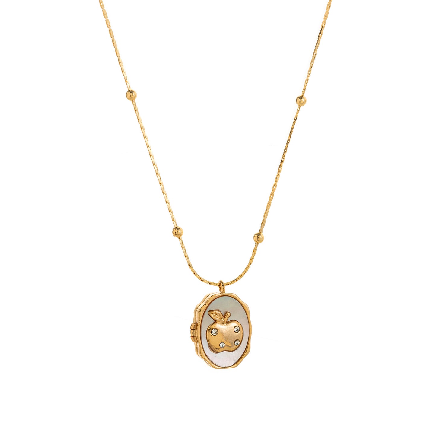 Strawberry Shell Photo Album Fruit Frame Necklace Retro Hinged Necklace with Genuine Gold Plating & Color Retention