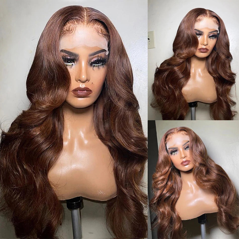 A227  Women's Body Wave Long Curly Lace Front Wig, Synthetic Full Cap Fashion Natural Realistic Wig