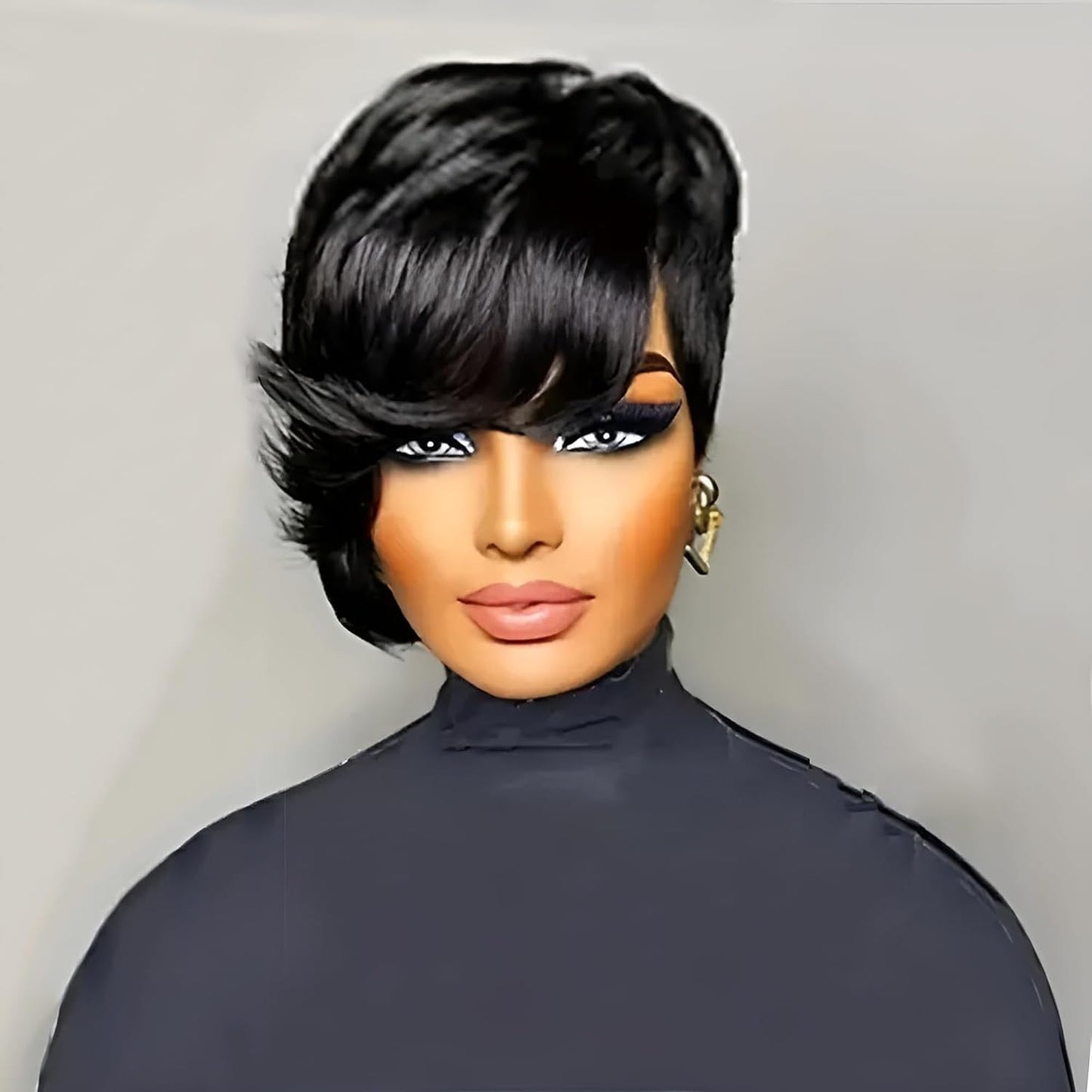 A220  Side Bangs Fluffy Curly Wig, Rose Net Breathable Synthetic New Wig