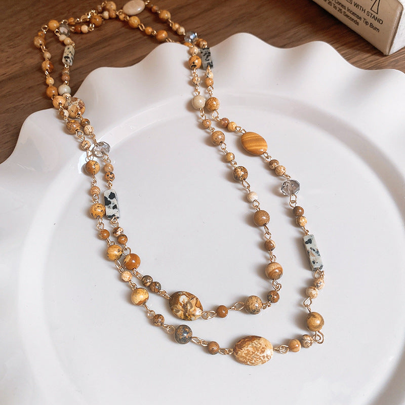 A302  Boho Shell Bead Turquoise Beaded Necklace, Light Luxury Minimalist Luxury Clavicle Necklace for Women