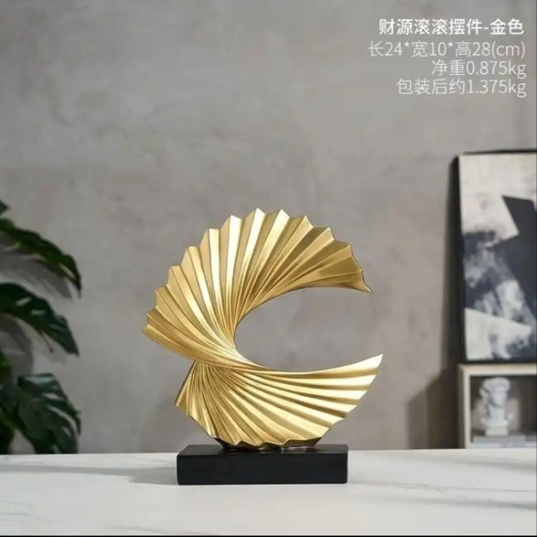 Ocean Wave Sculpture - Modern Funky Abstract Statue, Resin Wave Sea Ornament for Home Office Desk Shelf Accents