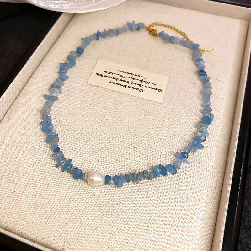 A302  Boho Shell Bead Turquoise Beaded Necklace, Light Luxury Minimalist Luxury Clavicle Necklace for Women