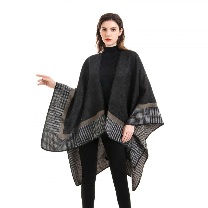 Shawl Wraps for Women, Elegant Knitted Cape Open Front Poncho Scarf Blanket Cardigan Coat for Spring, Autumn, and Winter