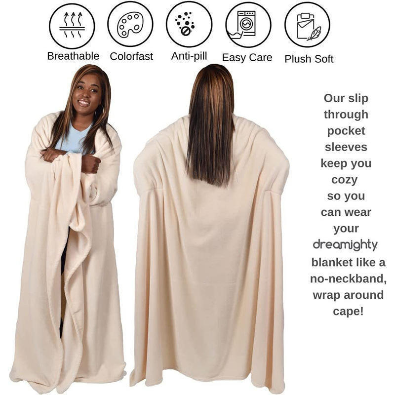A361  Wearable Warm Blanket Soft Cozy Shawl Wrap Blanket For Sofa Bed Home Outdoor Mother's Day Gift