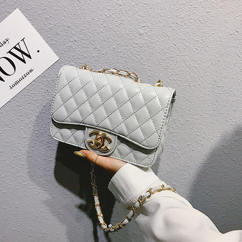 A321  Ins Style Quilted Crossbody Bag, Women's Shoulder Bag with Chain & Lock