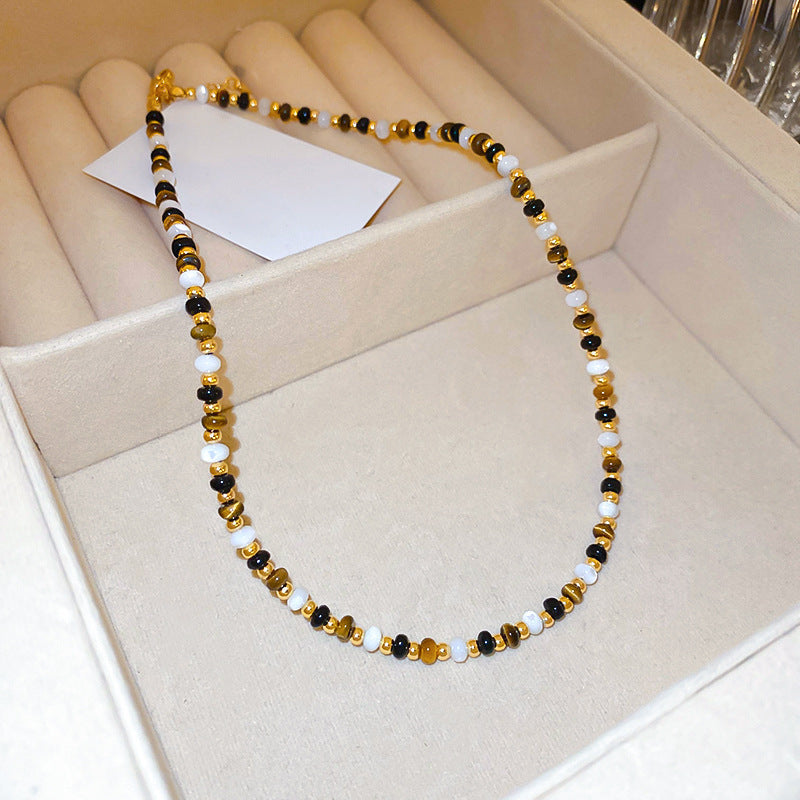 A302  Boho Shell Bead Turquoise Beaded Necklace, Light Luxury Minimalist Luxury Clavicle Necklace for Women