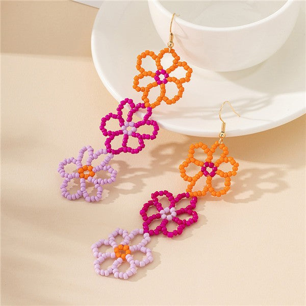 1 pair of rice beads, 3 flower earrings