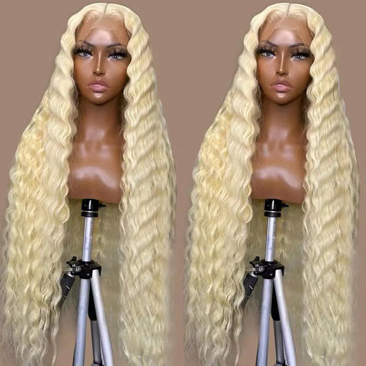 Fluffy Light Blonde Tiny Curly Lace Front Hairpiece Trendy Wig for Black Women, Multiple Color Choice