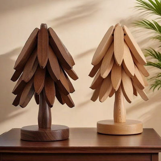 Wooden Tree Coasters Hot Plate Mats for Hot Dishes, Tree Coaster Set, Wooden Coasters for Hot Dishes, Pots, Bowls, Tea Kettles, Fondue Holders