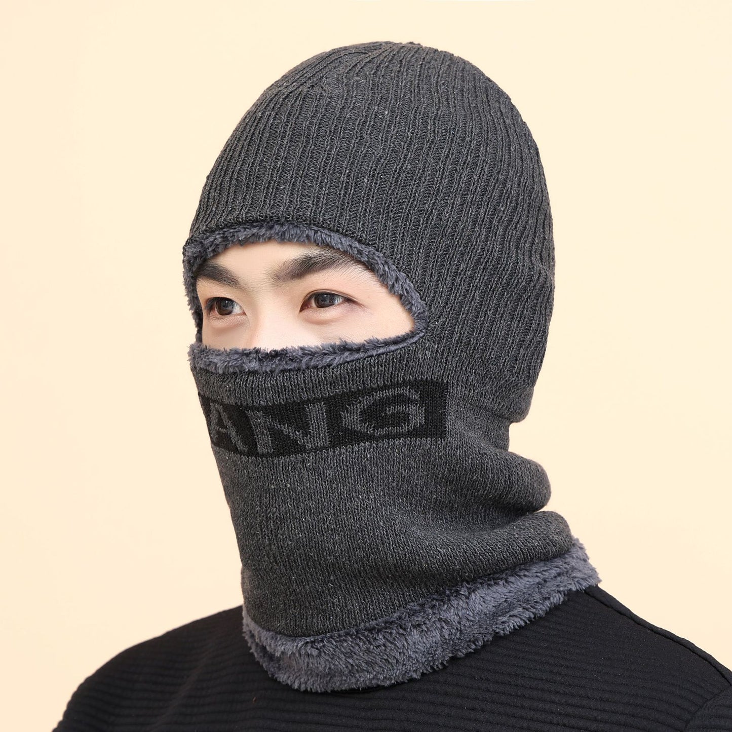 A290  Winter Hat Set with Ear Flaps and Fleece Lining Thickened Knit Hat and Scarf Two-Piece Set Autumn/Winter Wool Hat