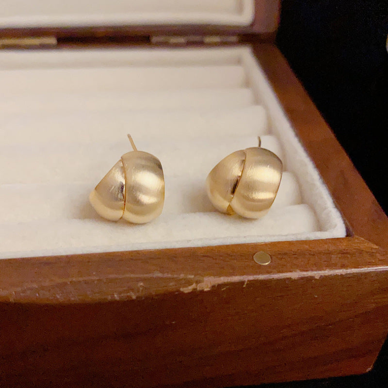 A154  Light Luxury Elegant Brushed Metal Round Stud Earrings, Minimalist Versatile Earrings for Women