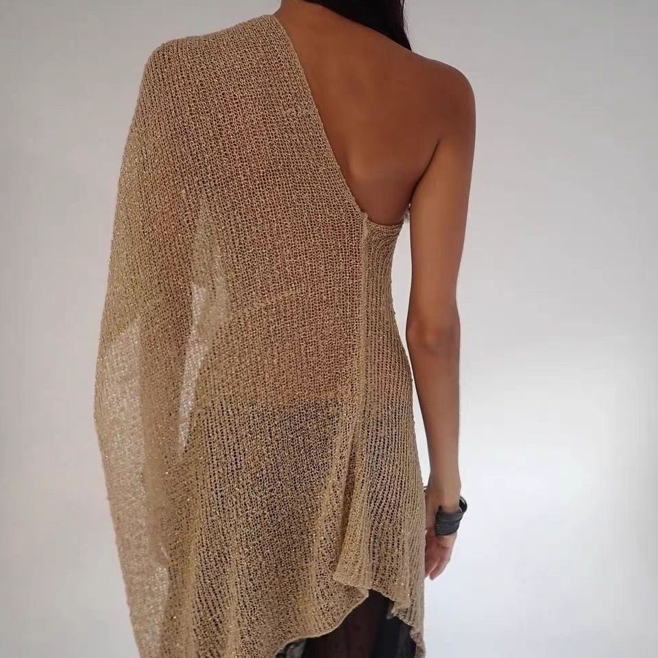 Women Hollow Out Sheer Knit Poncho Top, Multi Ways Wear Cropped Cover Up, Boho Beach Wrap Shawl, Vacation See Through Knit Blouse for Swimwear Cover Up