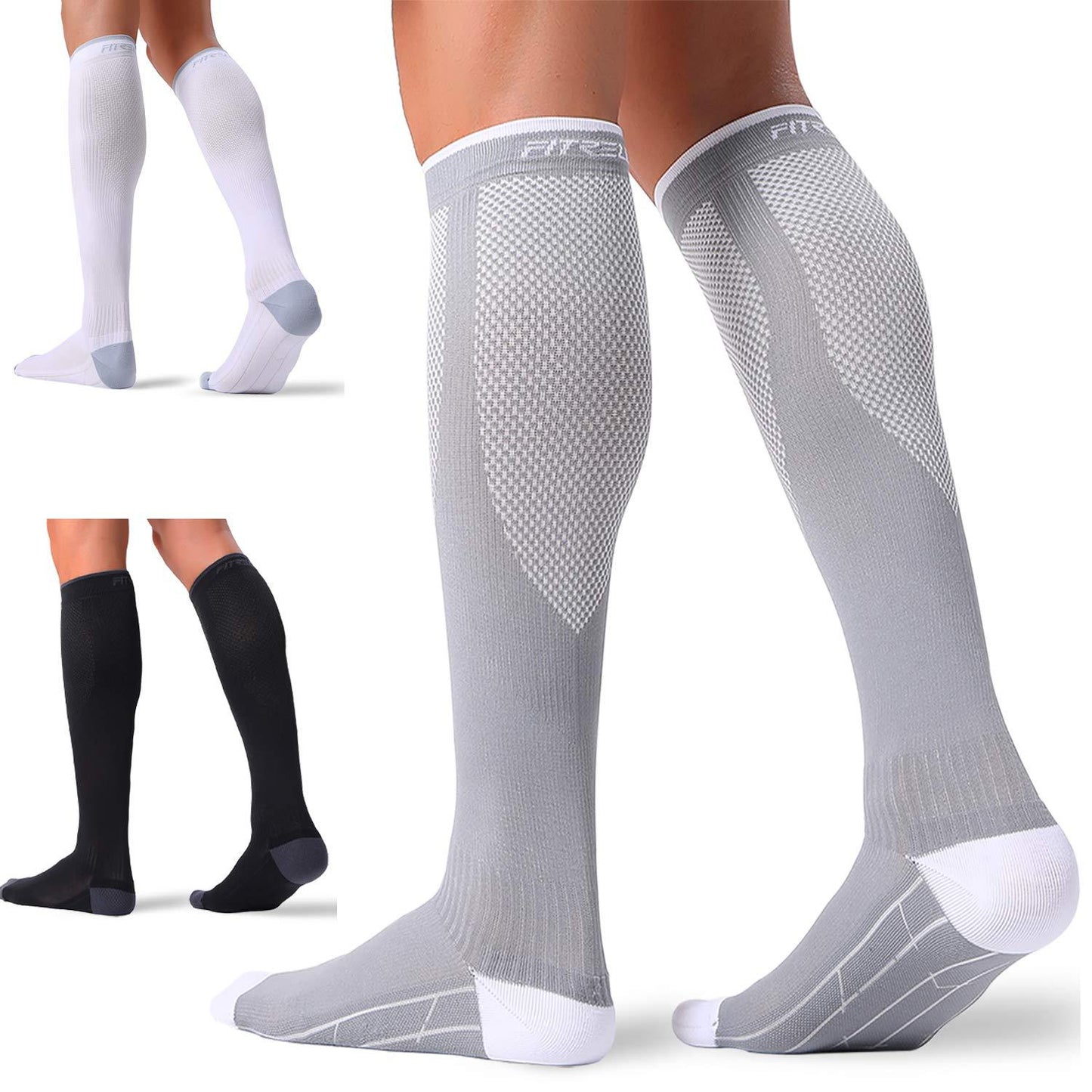 A355  --3 Pairs Compression Socks for Women and Men 20-30mmHg-Circulation Support Socks
