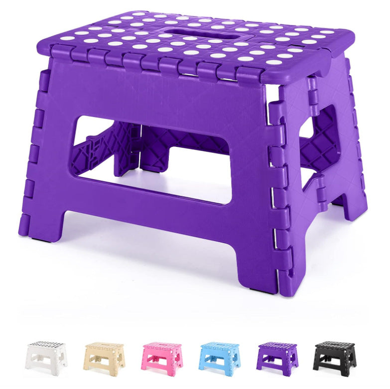 29*22*22cm  Folding Step Plastic Foldable Step Stools for Kids and Adults, Folding Stool Suitable for Kitchen, Stepping Stool with Handle Light Purple Small Step Stool 1PC