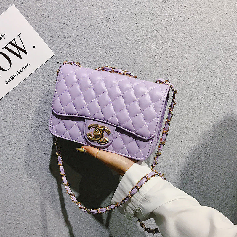 A321  Ins Style Quilted Crossbody Bag, Women's Shoulder Bag with Chain & Lock