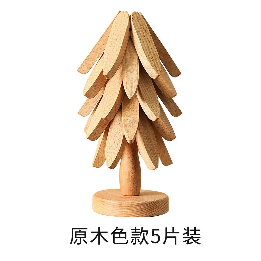 Wooden Tree Coasters Hot Plate Mats for Hot Dishes, Tree Coaster Set, Wooden Coasters for Hot Dishes, Pots, Bowls, Tea Kettles, Fondue Holders