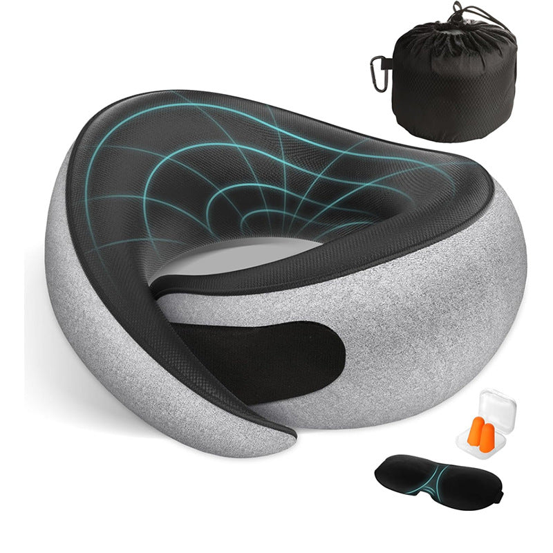 Travel Neck Pillows for Airplanes - 360° Ergonomic Memory Foam Travel Pillow - Relief Neck Pain with Breathable Support for Long Flights, Car, Train & Office Use - Adults & Kids (Gray)