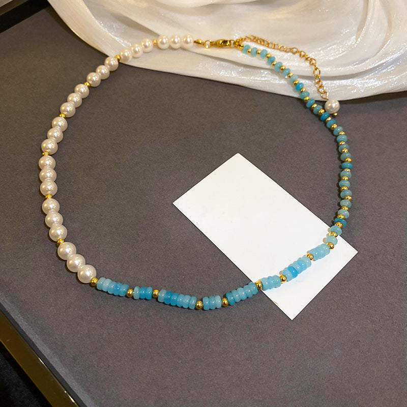 A302  Boho Shell Bead Turquoise Beaded Necklace, Light Luxury Minimalist Luxury Clavicle Necklace for Women