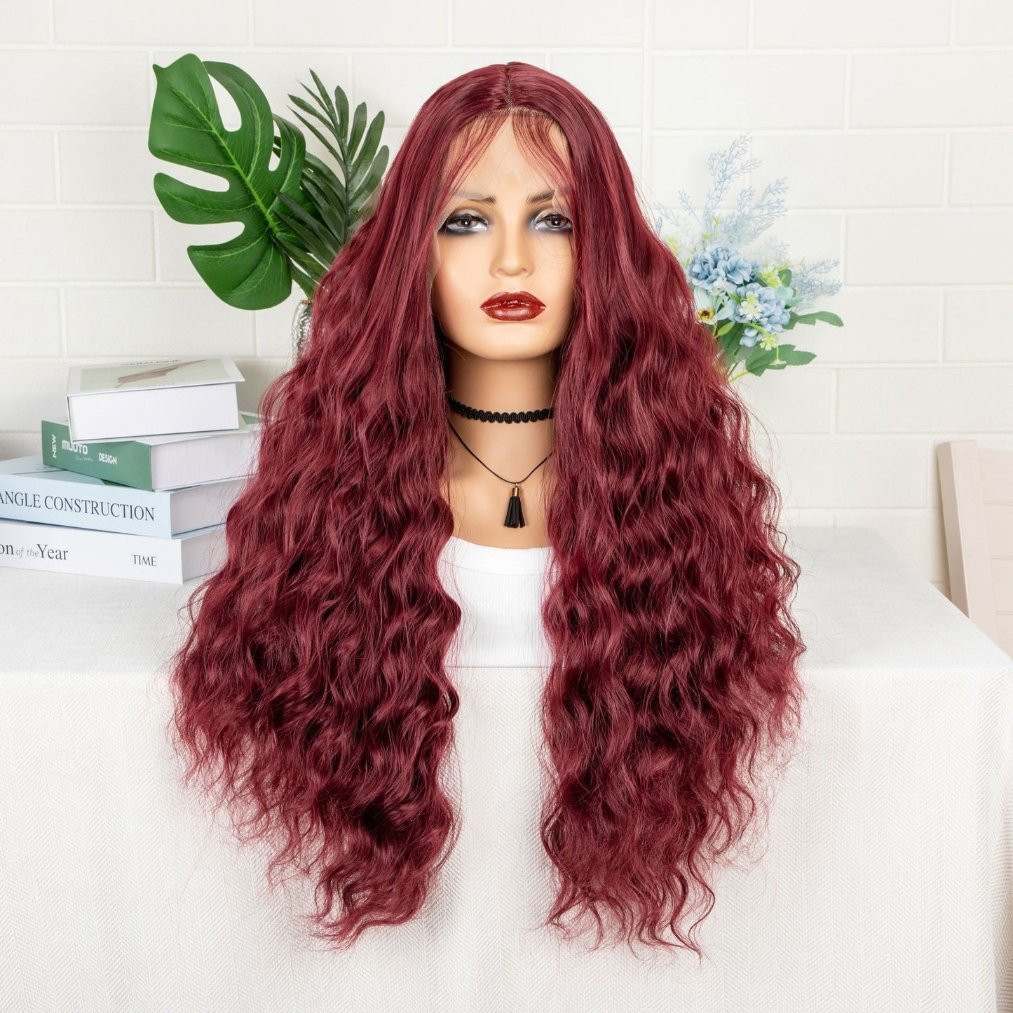 Lace Front Long Water Wave Wig, Natural Black & Brown Highlight Loose Curly Wig for Black Women