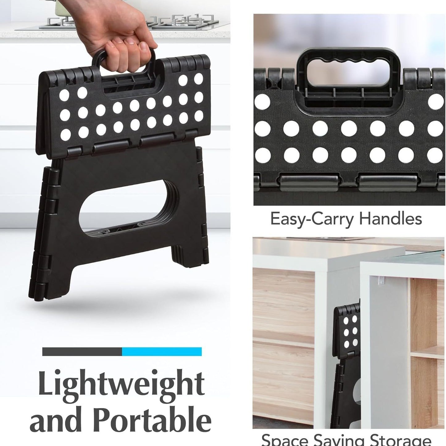 29*22*22cm  Folding Step Plastic Foldable Step Stools for Kids and Adults, Folding Stool Suitable for Kitchen, Stepping Stool with Handle Light Purple Small Step Stool 1PC