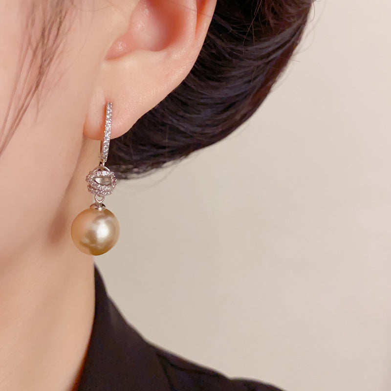 A243  Fashion Elegant Pearl Zircon Knotted Earrings, Personalized Versatile Temperament Design Ear Clips
