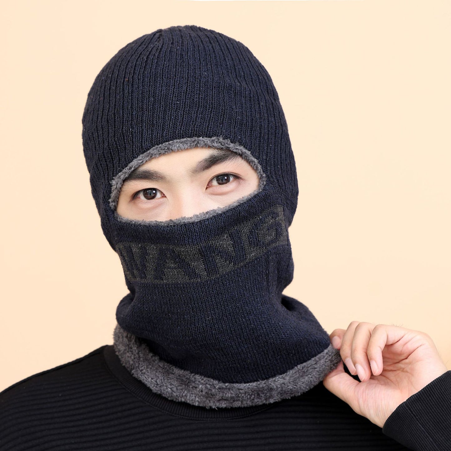 A290  Winter Hat Set with Ear Flaps and Fleece Lining Thickened Knit Hat and Scarf Two-Piece Set Autumn/Winter Wool Hat