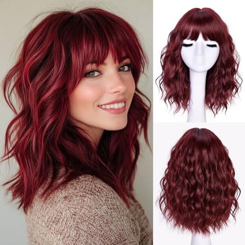 Natural Short Wavy Bob Synthetic Wig Heat Resistant Fiber Ladies Wig for Daily Parties