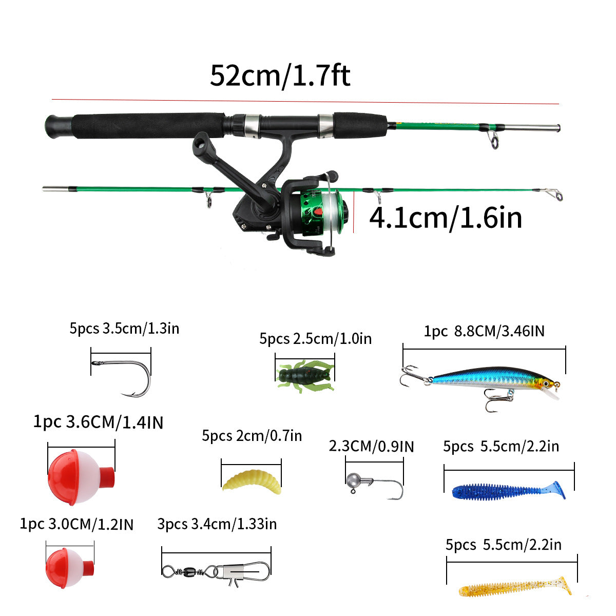 F354  Kids Fishing Rod and Reel Combo Full Kit Portable Children Fishing Tackle Set for Beginners
