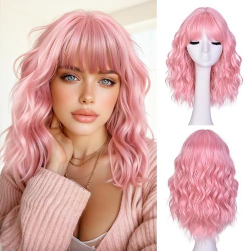 Natural Short Wavy Bob Synthetic Wig Heat Resistant Fiber Ladies Wig for Daily Parties