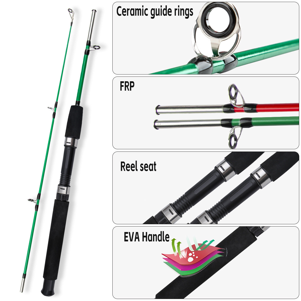 A259  Spinning Fiberglass Fishing Rod, Long Distance Casting Rod, Complete Fishing Combo