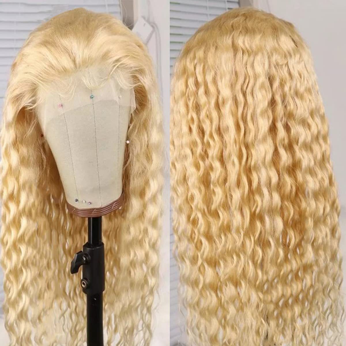 Blonde Glueless Ocean Wave Wig Pre Cut Synthetic Lace Front Wigs Side Part Long Wig For Women