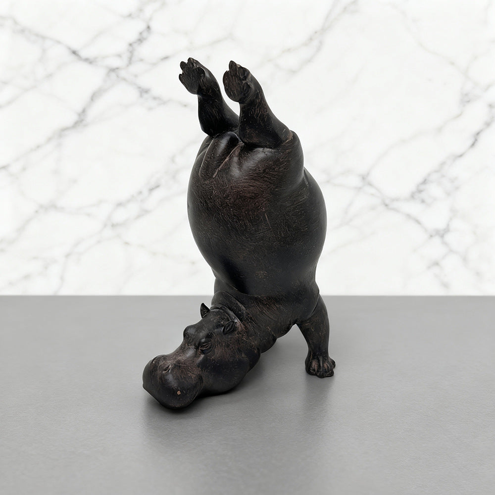 Yoga Hippo Resin Figurine Creative Animal Decor Living Room, Gym, Yoga Studio Ornament