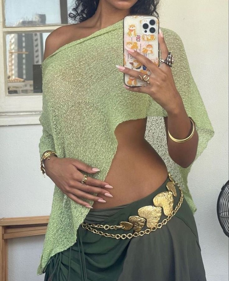 Women Hollow Out Sheer Knit Poncho Top, Multi Ways Wear Cropped Cover Up, Boho Beach Wrap Shawl, Vacation See Through Knit Blouse for Swimwear Cover Up