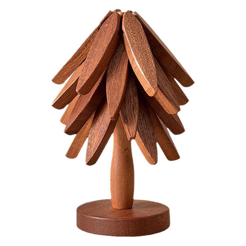 Wooden Tree Coasters Hot Plate Mats for Hot Dishes, Tree Coaster Set, Wooden Coasters for Hot Dishes, Pots, Bowls, Tea Kettles, Fondue Holders