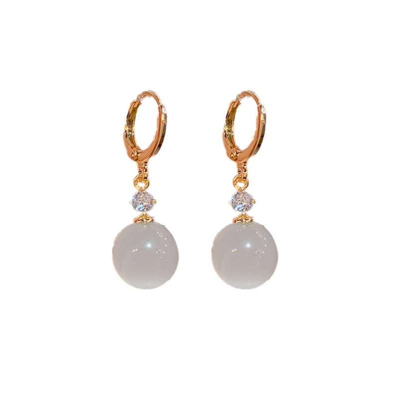 A245  Premium Clear Cat's Eye Stone Earrings, Sweet Artistic Minority Design Elegant Ear Clips for Women