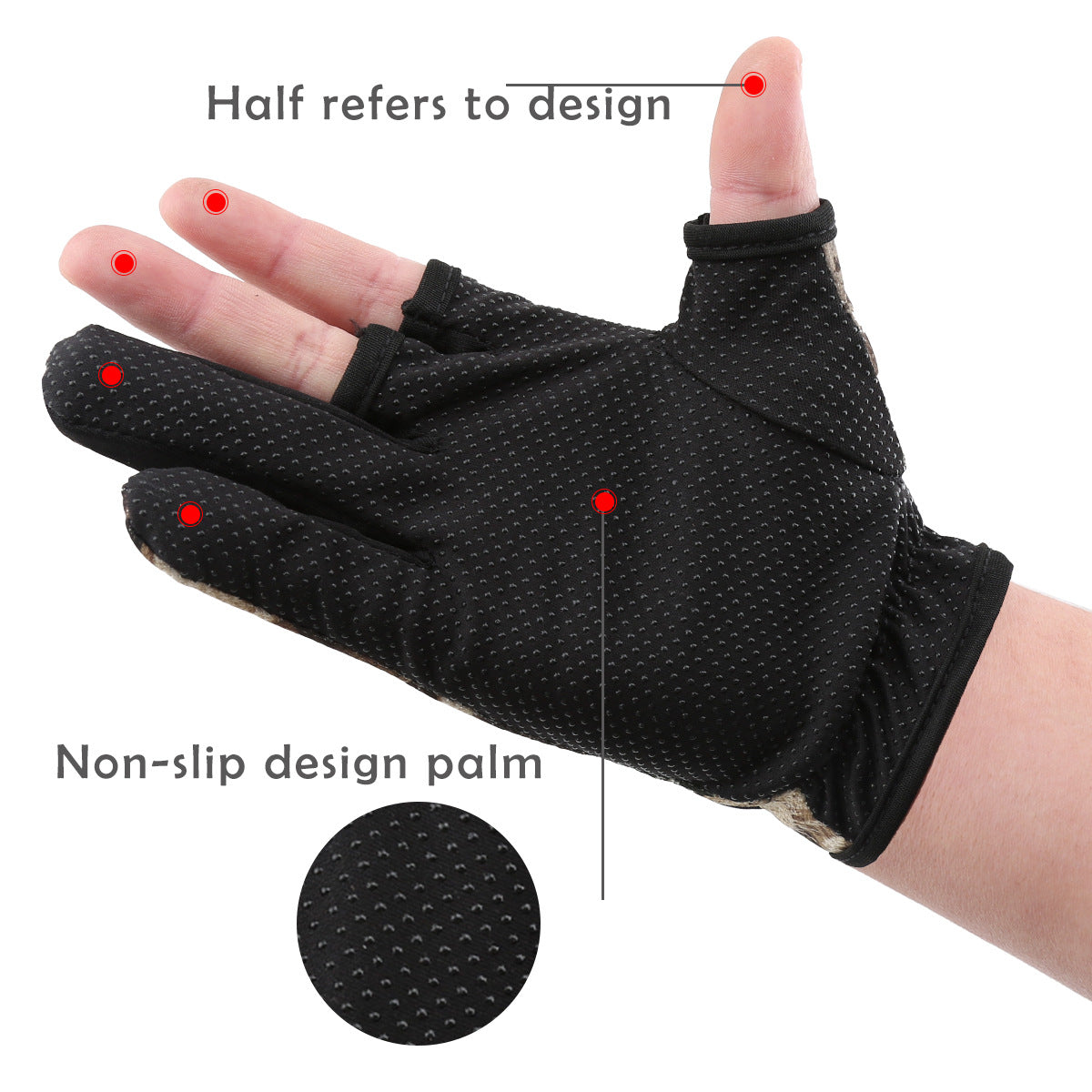 A266  Breathable Quick Dry Angling Gloves, for Lure Outdoor Fishing, Anti-Slip Elastic 3 Cut Finger Gloves