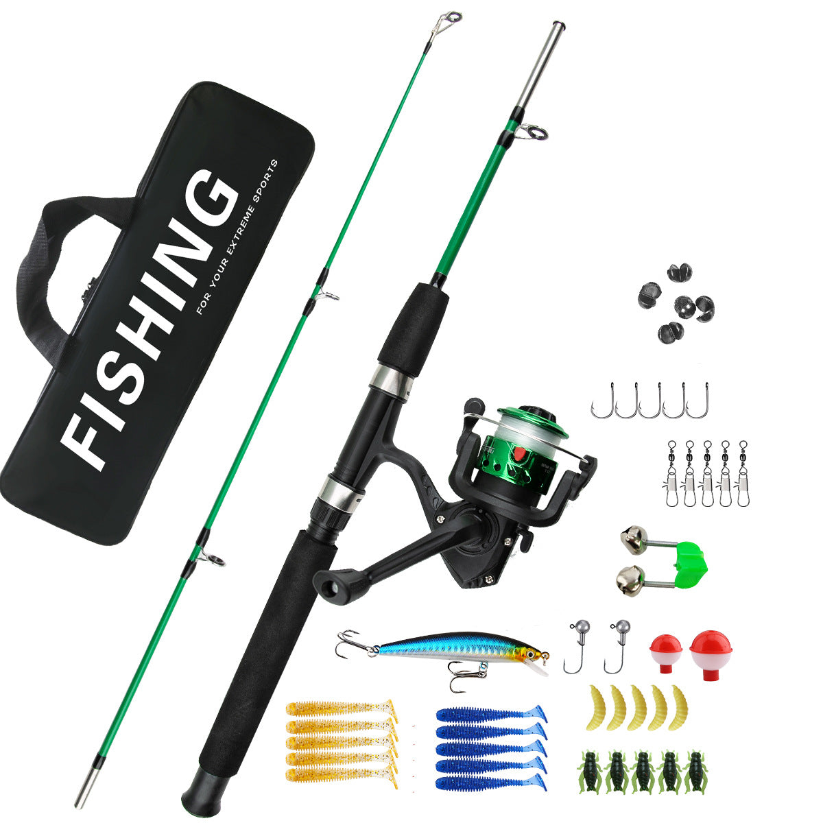 F354  Kids Fishing Rod and Reel Combo Full Kit Portable Children Fishing Tackle Set for Beginners