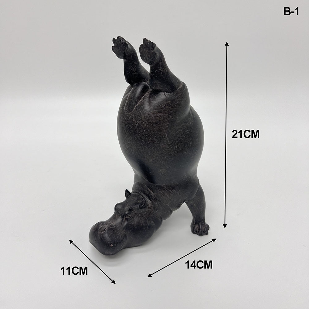 Yoga Hippo Resin Figurine Creative Animal Decor Living Room, Gym, Yoga Studio Ornament