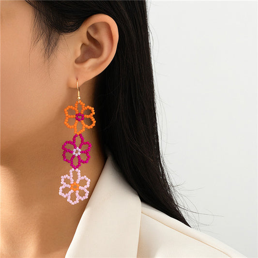 1 pair of rice beads, 3 flower earrings